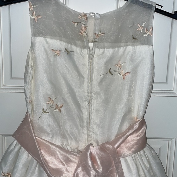 Us Angels Gorgeous White Embroidered Tank Dress w Pink Organza Sash Belt size 7 - Picture 5 of 8